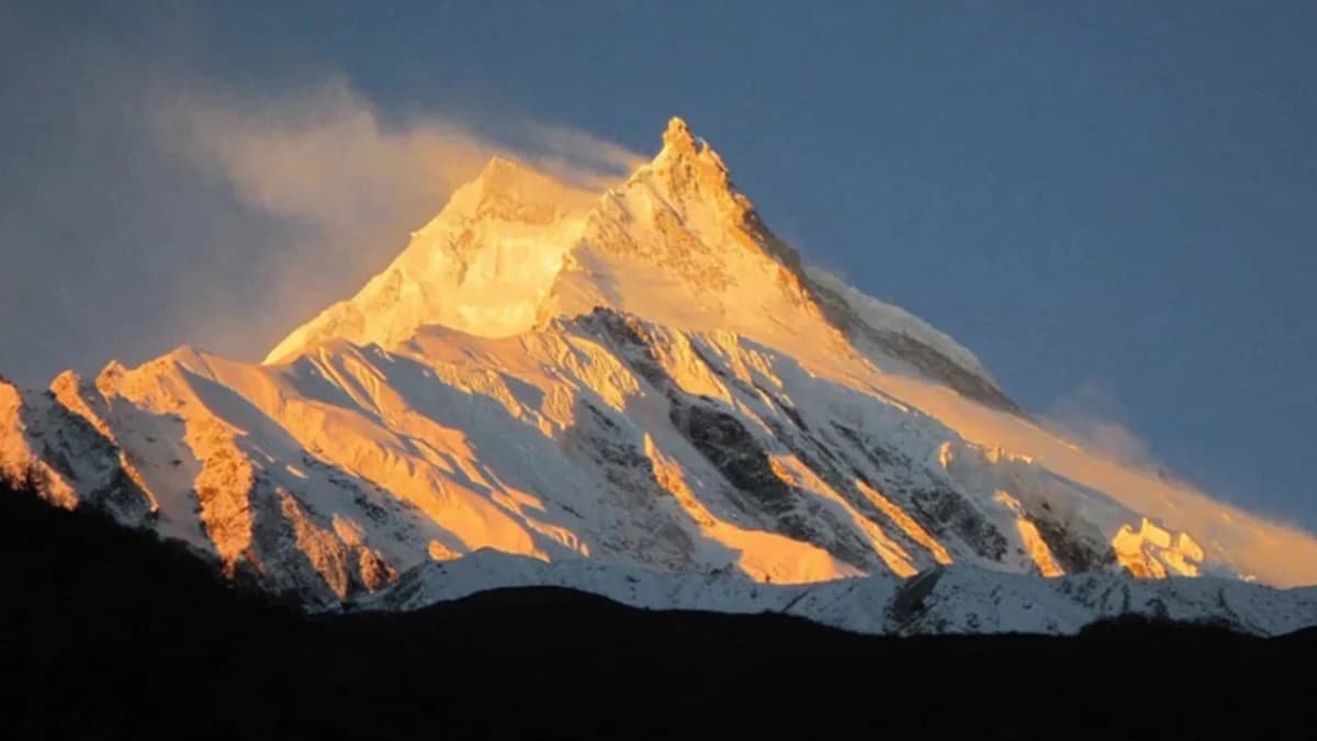 Mount Manaslu covered with snow
