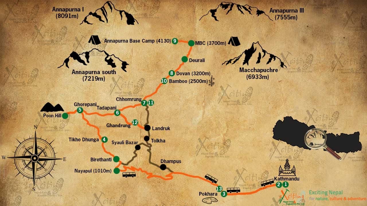 Annapurna Base Camp Trek Map